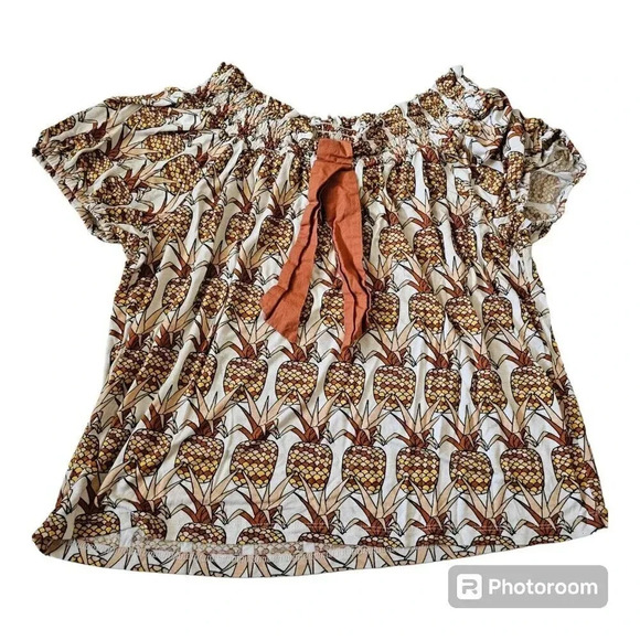 Anthropologie Porridge Printed Bow-Back Top Pineapple Multicolor Size M - Picture 5 of 9
